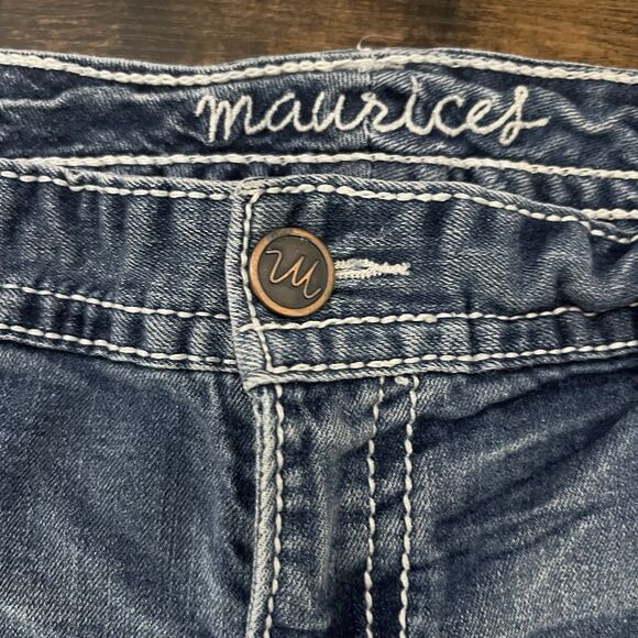 Maurices Denim & Lace Jean Shorts Plus Size 15/16 Reg Vintage Wash - Picture 3 of 5